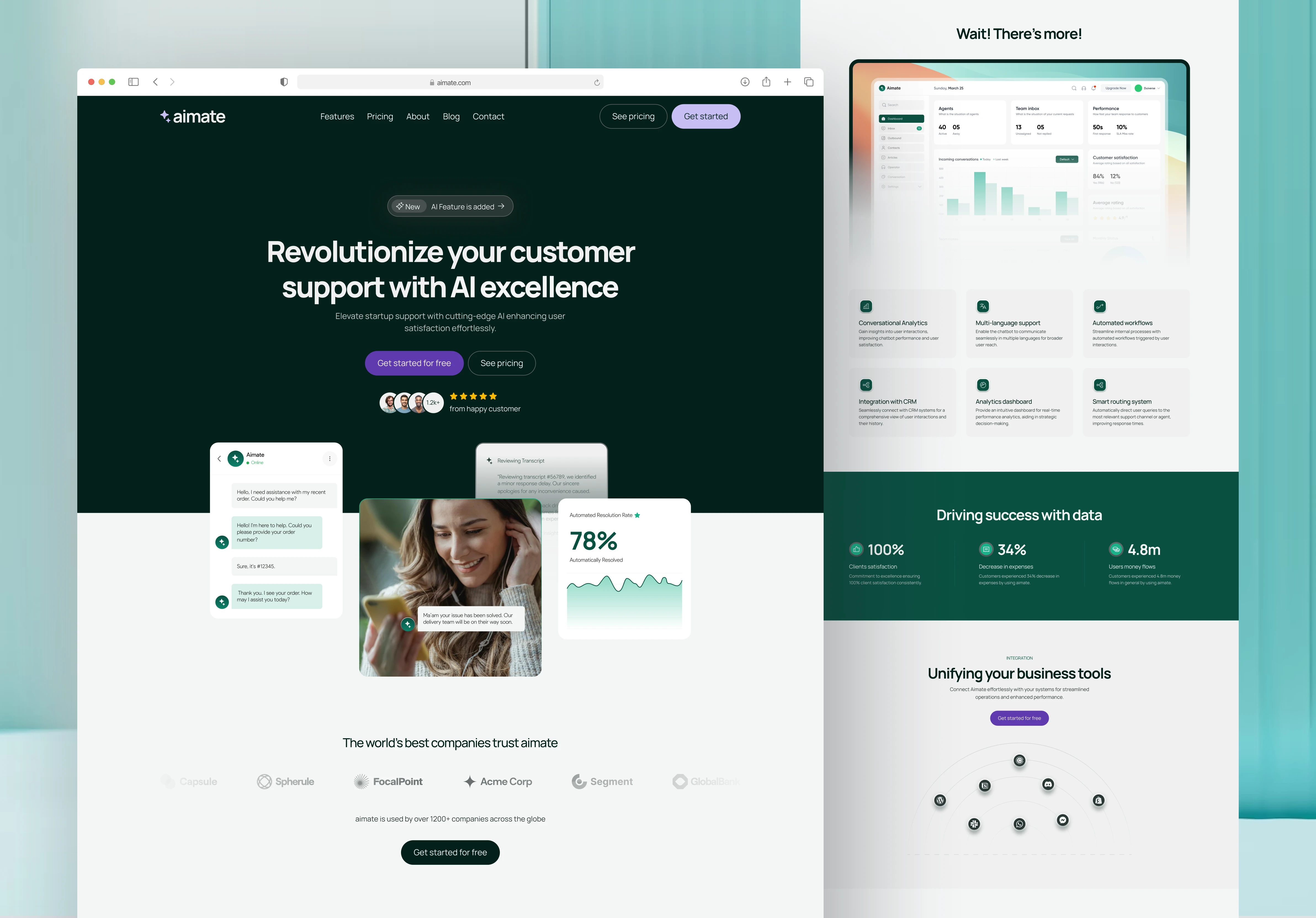  aimate ai based ai customer support web design work by duiverse